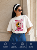 تیشرت زنانه نخ پنبه طرح سگ صورتی