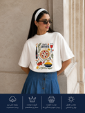 تیشرت زنانه نخ پنبه طرح پیتزا