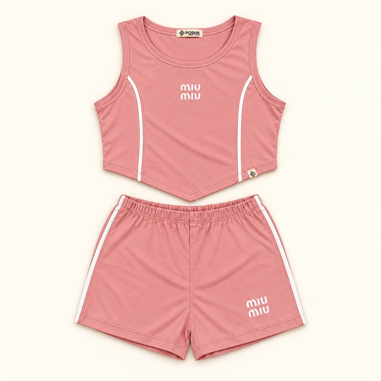 ست تاپ و شلوارک miumiu صورتی