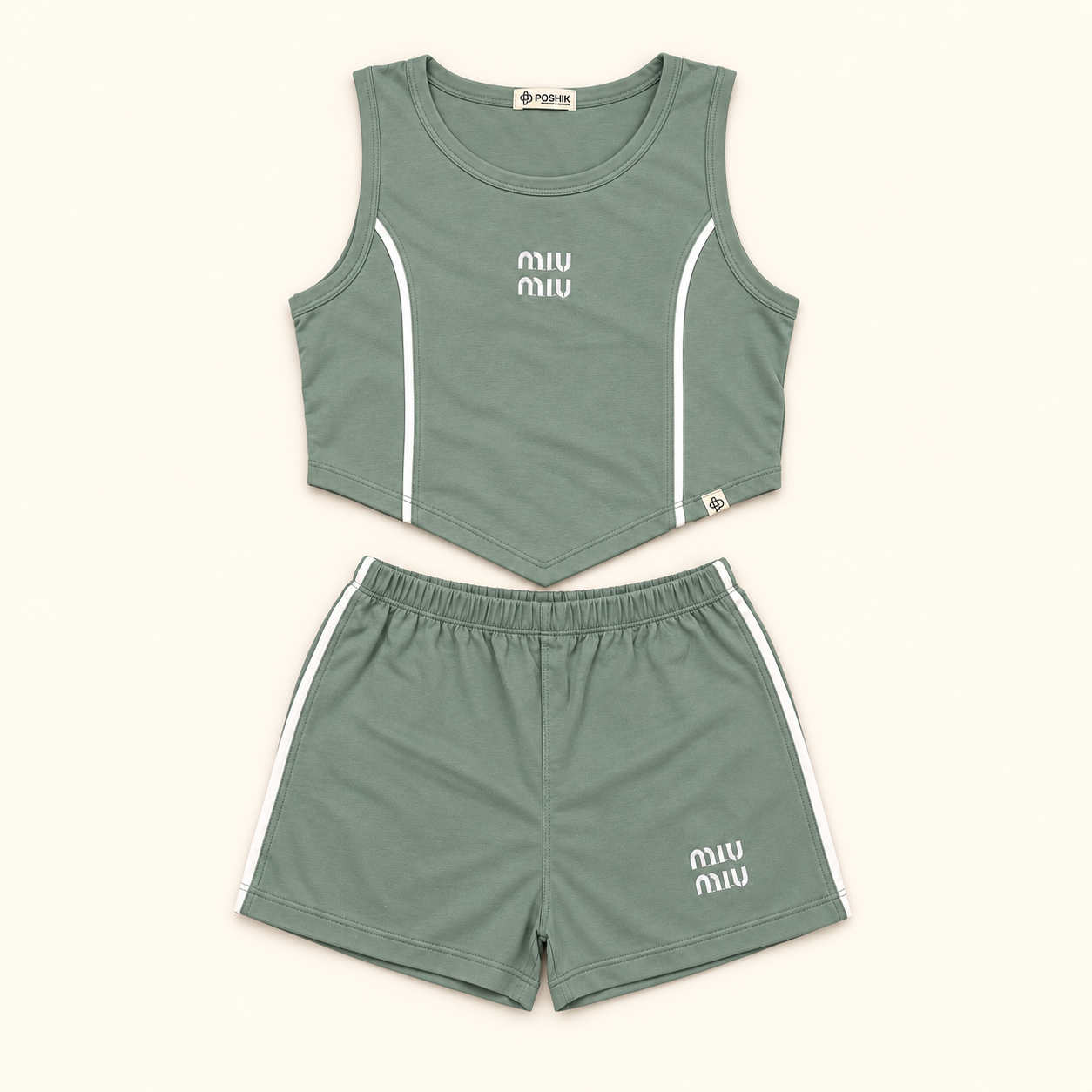 ست تاپ و شلوارک miumiu سبز روشن