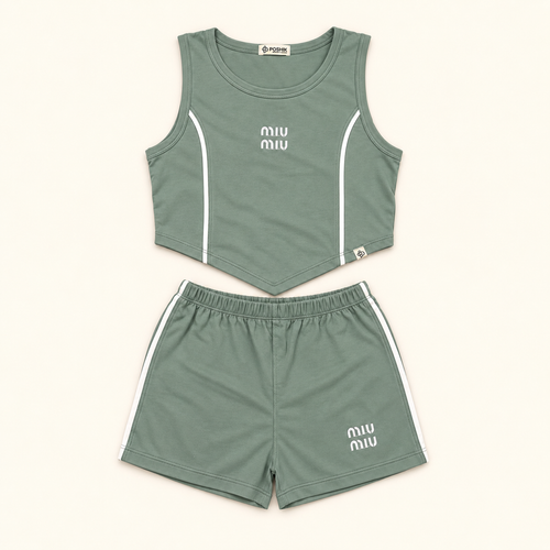 ست تاپ و شلوارک miumiu سبز روشن