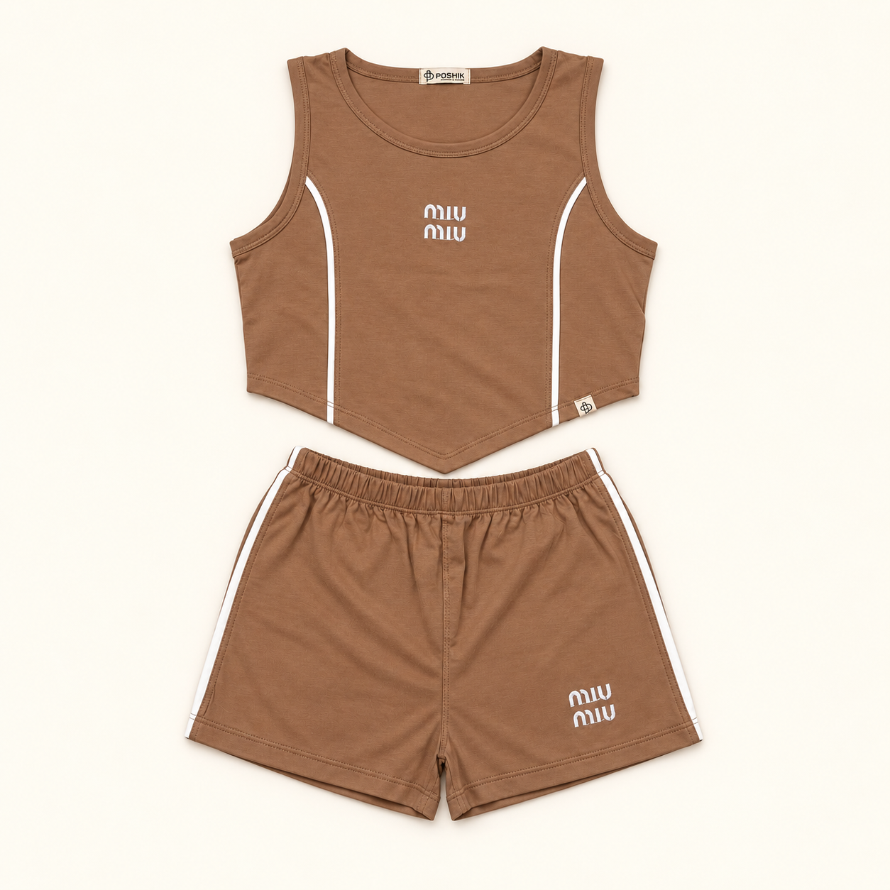 ست تاپ و شلوارک miumiu کرم